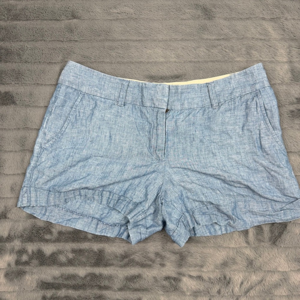 Ann Taylor LOFT Womens Blue Cotton Linen Blend Chambray Shorts Size 6
